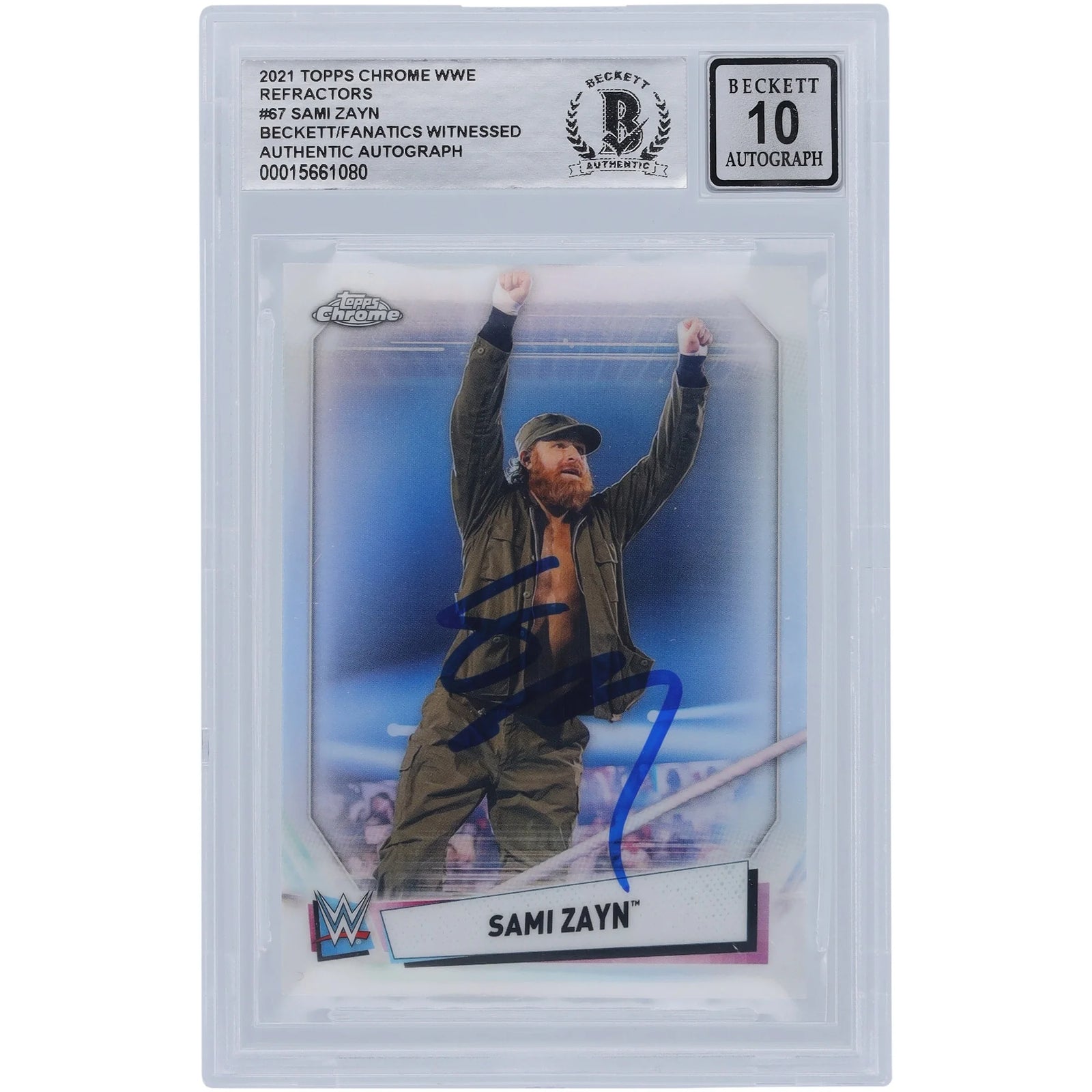 Sami Zayn Signed 2021 Topps Chrome Refractors #67 | Beckett 10