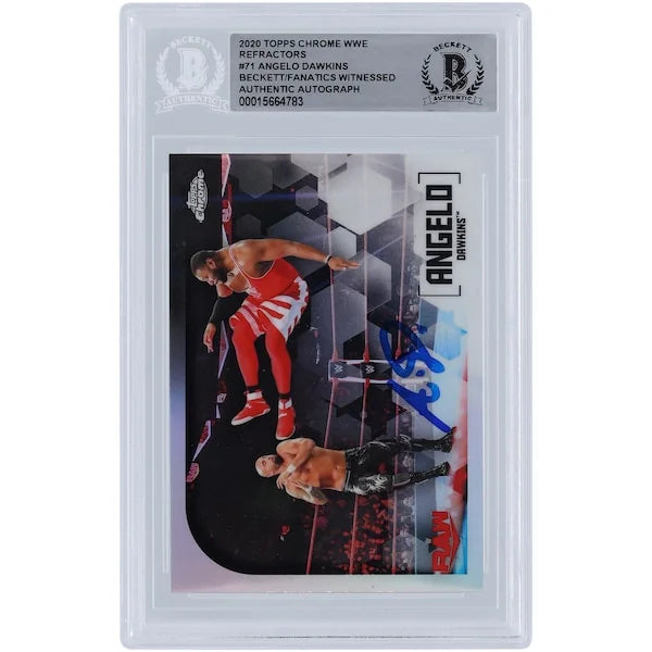 Angelo Dawkins WWE Autographed 2020 Topps Chrome Refractors #71 Beckett Fanatics Witnessed Authenticated Card - F2