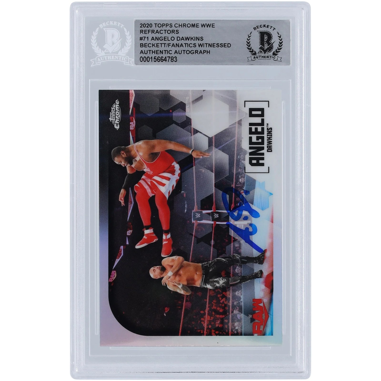 Angelo Dawkins WWE Autographed 2020 Topps Chrome Refractors #71 Beckett Fanatics Witnessed Authenticated Card - F2