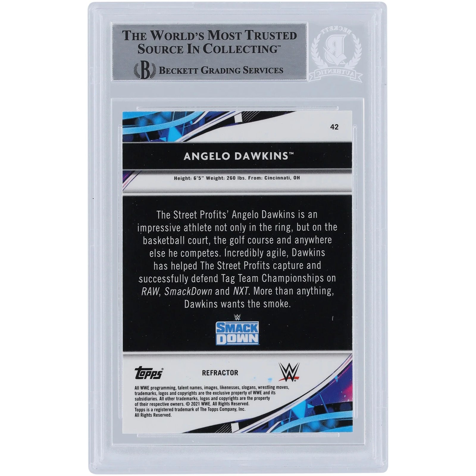 Angelo Dawkins Signed 2021 Topps Finest Refractors #42 | Beckett Authenticated