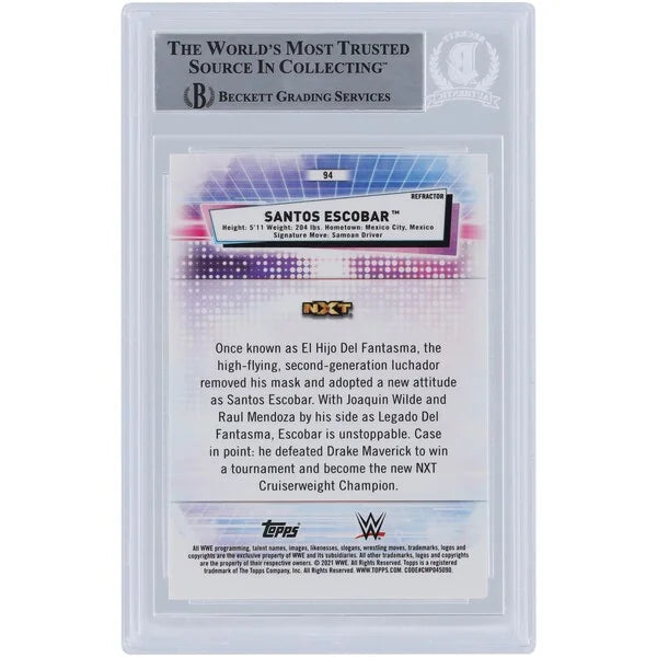 Santos Escobar WWE Autographed 2021 Topps Finest Refractors #95 Beckett Fanatics Witnessed Authenticated Card - F2