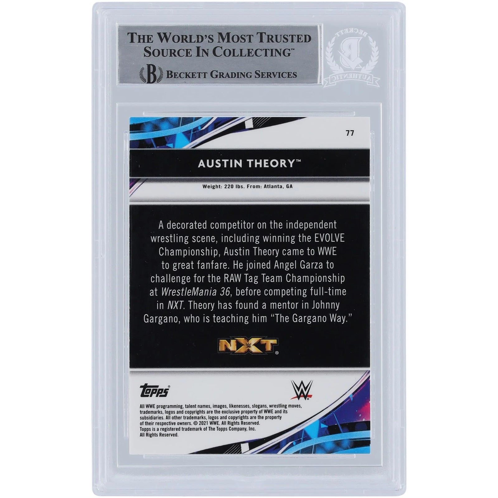 Austin Theory Signed 2021 Topps Finest X-Factors #77 | Beckett Authenticated