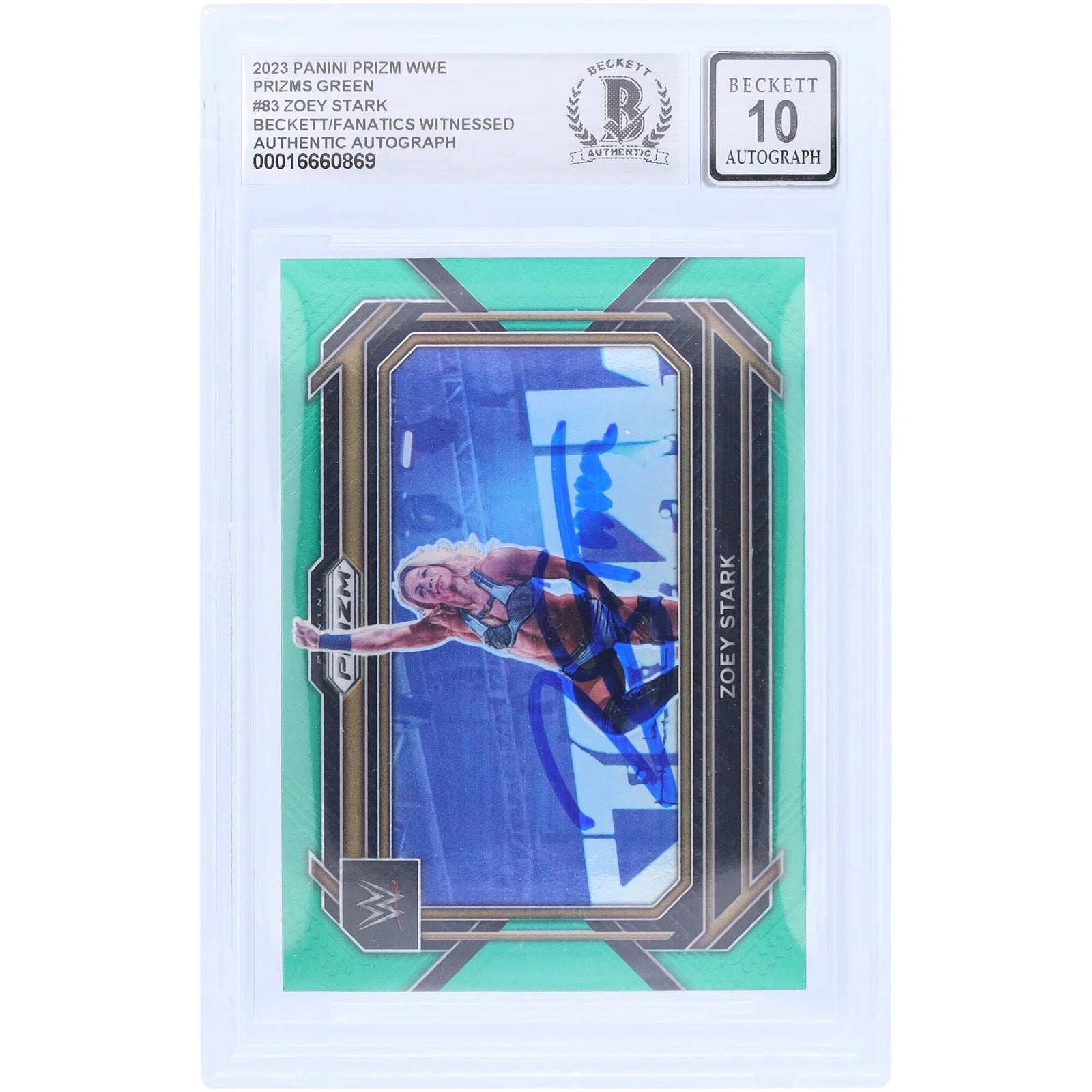 Zoey Stark Signed 2023 Panini Prizm Green Prizm #83 | Beckett 10