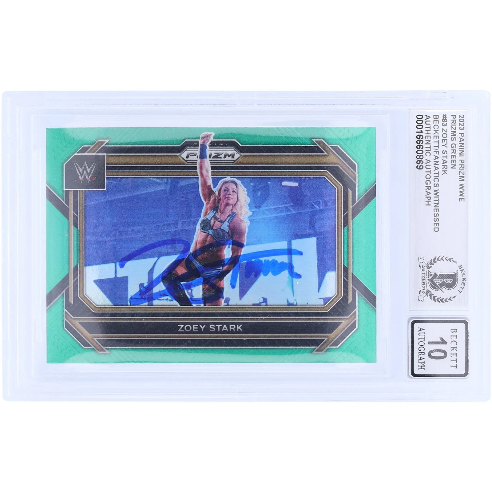 Zoey Stark Signed 2023 Panini Prizm Green Prizm #83 | Beckett 10