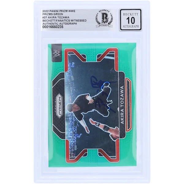 Akira Tozawa Signed 2022 Panini Prizm Green Prizm #27 | Graded 10