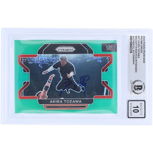 Akira Tozawa Signed 2022 Panini Prizm Green Prizm #27 | Graded 10