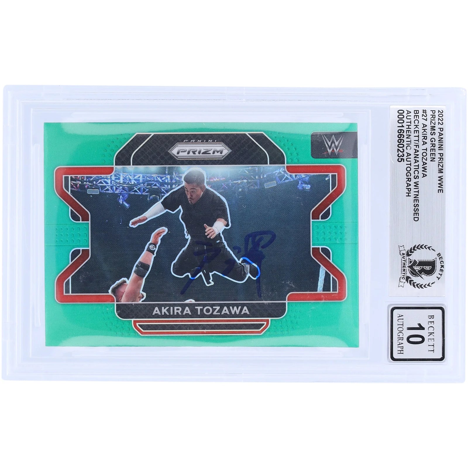 Akira Tozawa Signed 2022 Panini Prizm Green Prizm #27 | Graded 10