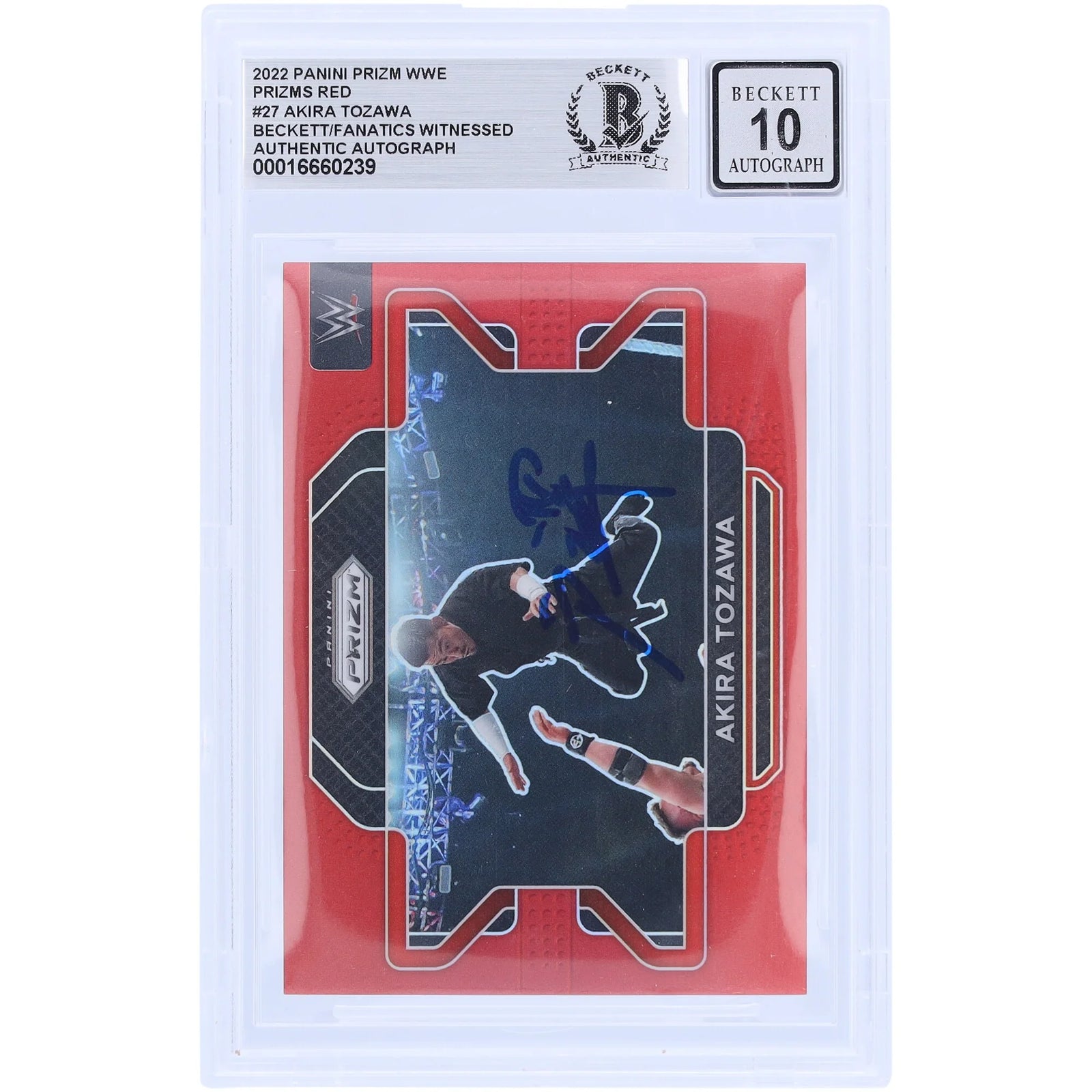 Akira Tozawa Signed 2022 Panini Prizm Red Prizm #27 | Beckett 10