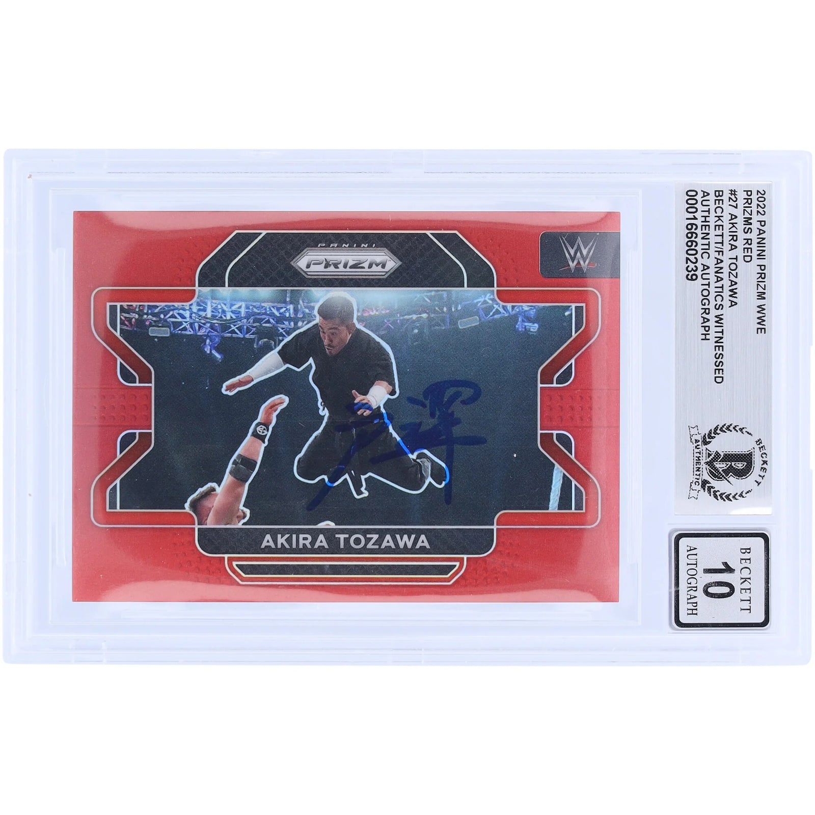 Akira Tozawa Signed 2022 Panini Prizm Red Prizm #27 | Beckett 10