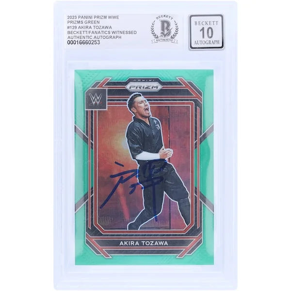 Akira Tozawa Signed 2023 Panini Prizm Green Prizm #129 | Graded 10