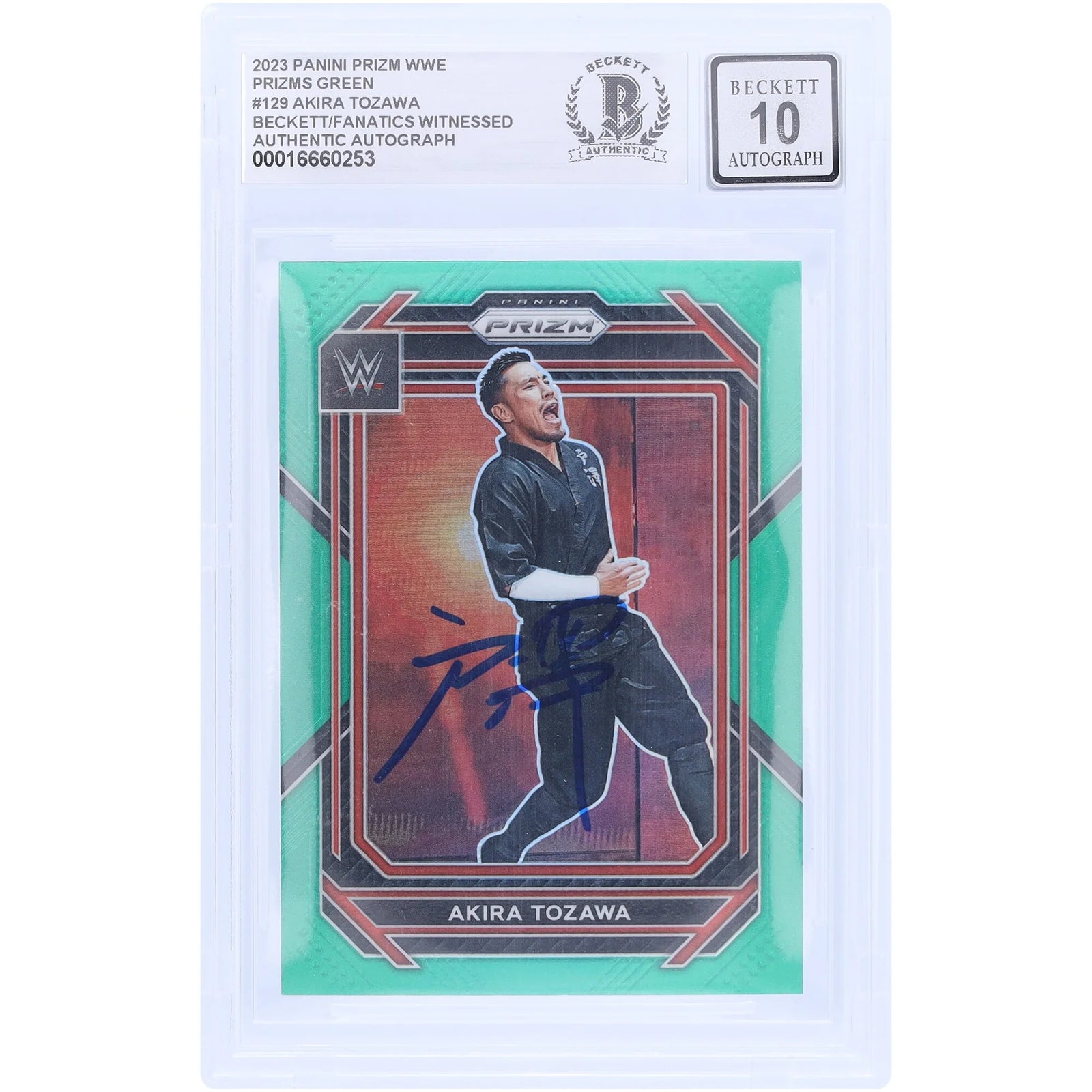 Akira Tozawa Signed 2023 Panini Prizm Green Prizm #129 | Graded 10