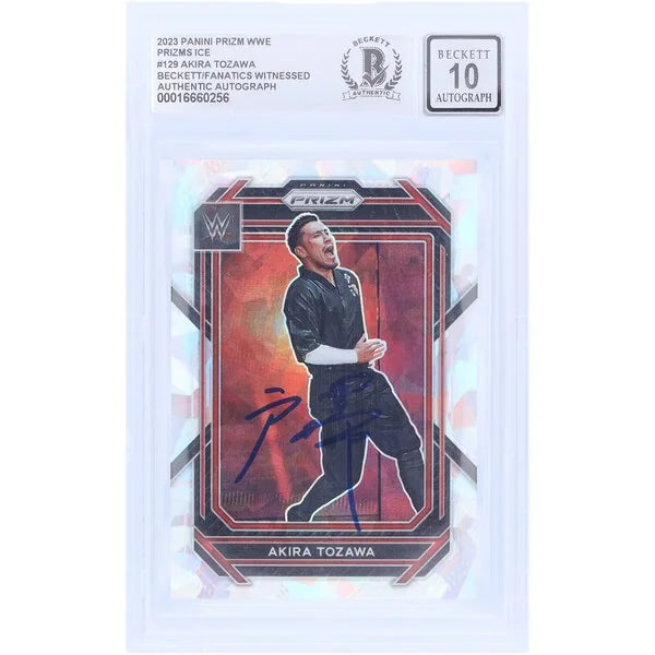 Akira Tozawa Signed 2023 Panini Prizm Ice Prizm #129 | Beckett Grade 10