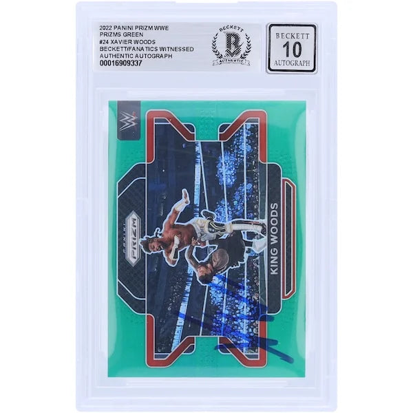 King Woods Signed 2022 Panini Prizm Green Prizm #24 | Beckett 10