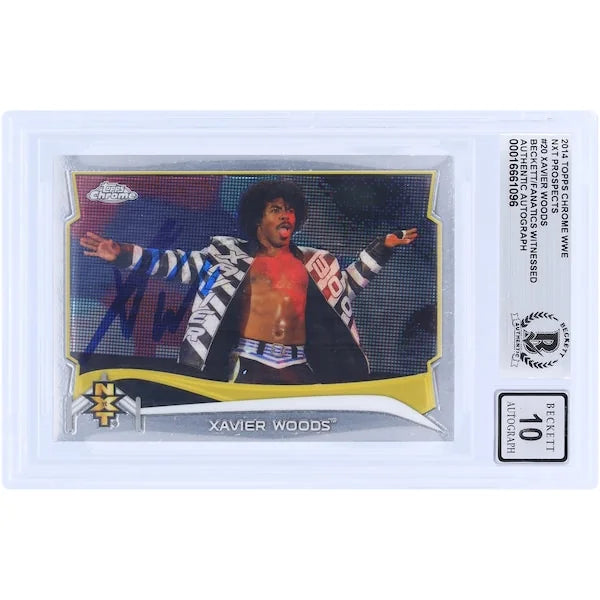 Xavier Woods Signed 2014 Topps Chrome NXT #20 Card | Beckett Graded 10