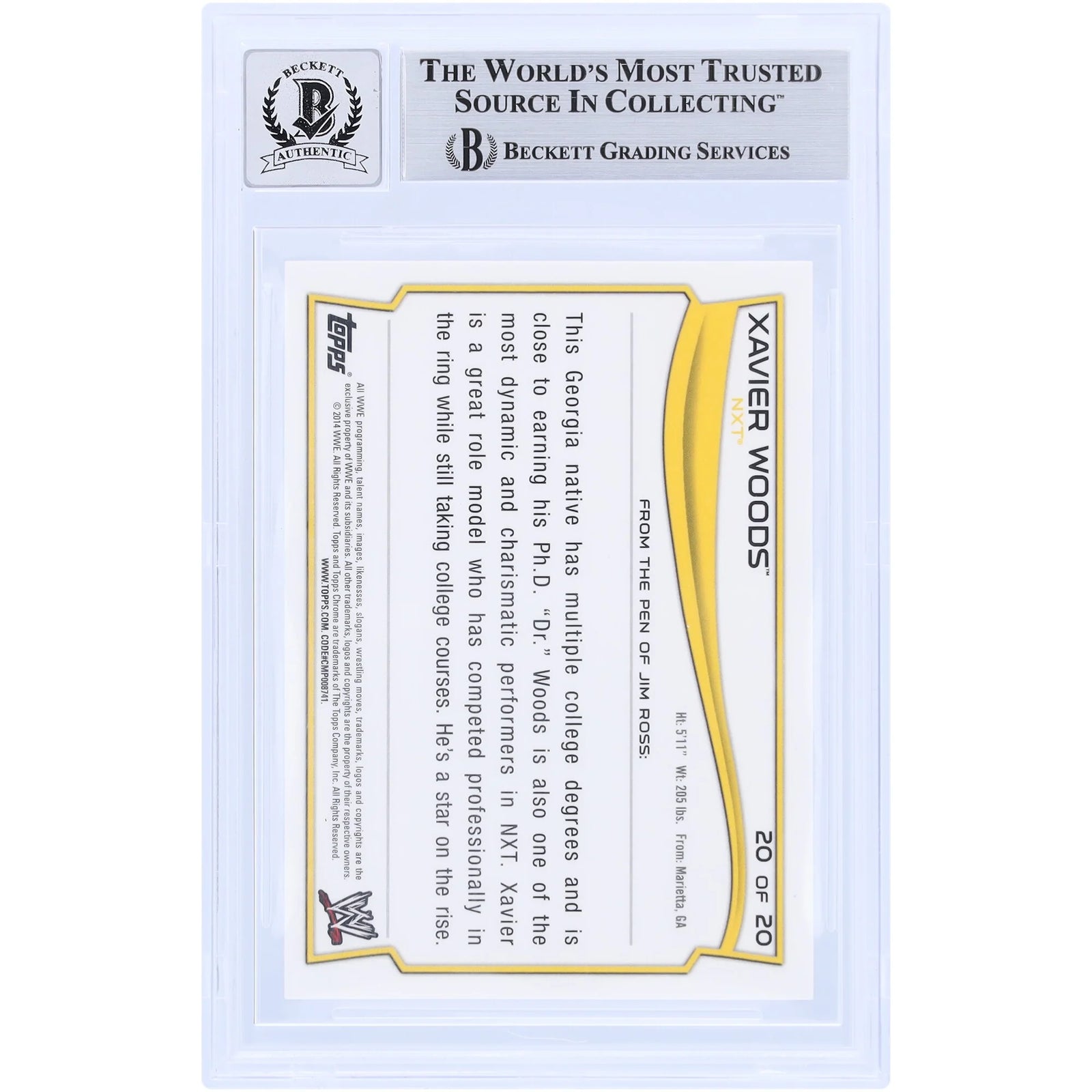 Xavier Woods Signed 2014 Topps Chrome NXT #20 Card | Beckett Graded 10