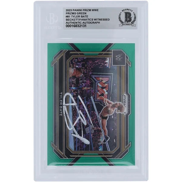 Tyler Bate Signed 2023 Panini Prizm Green Prizm #81 | Beckett Authenticated