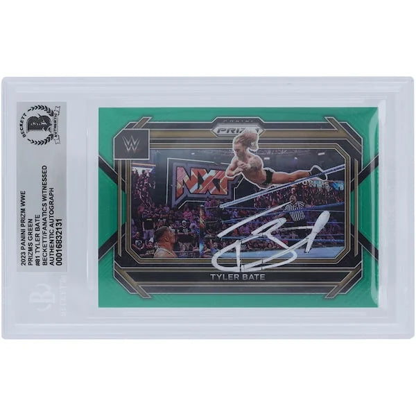 Tyler Bate Signed 2023 Panini Prizm Green Prizm #81 | Beckett Authenticated