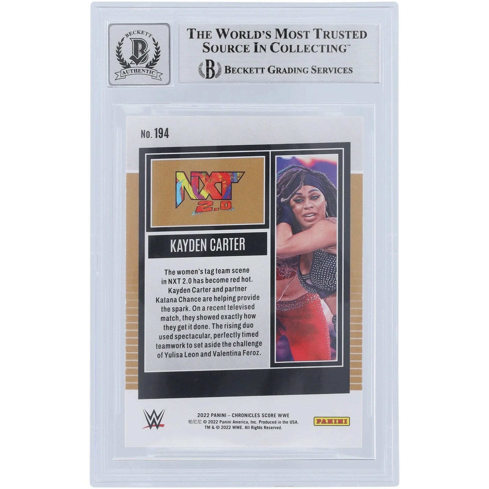Kayden Carter Signed 2022 Panini Chronicles Score #194 | Beckett 10
