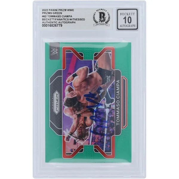Tommaso Ciampa Signed 2022 Panini Prizm Green Prizm #62 | Beckett 10
