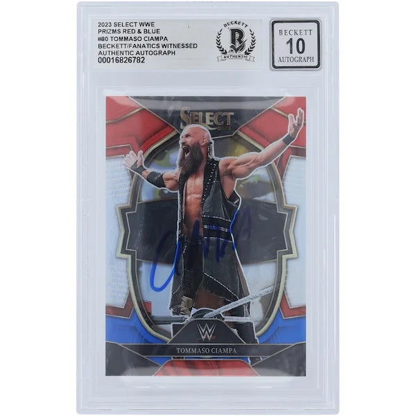 Tommaso Ciampa Signed 2023 Panini Select Red & Blue Prizm #80 | Beckett 10