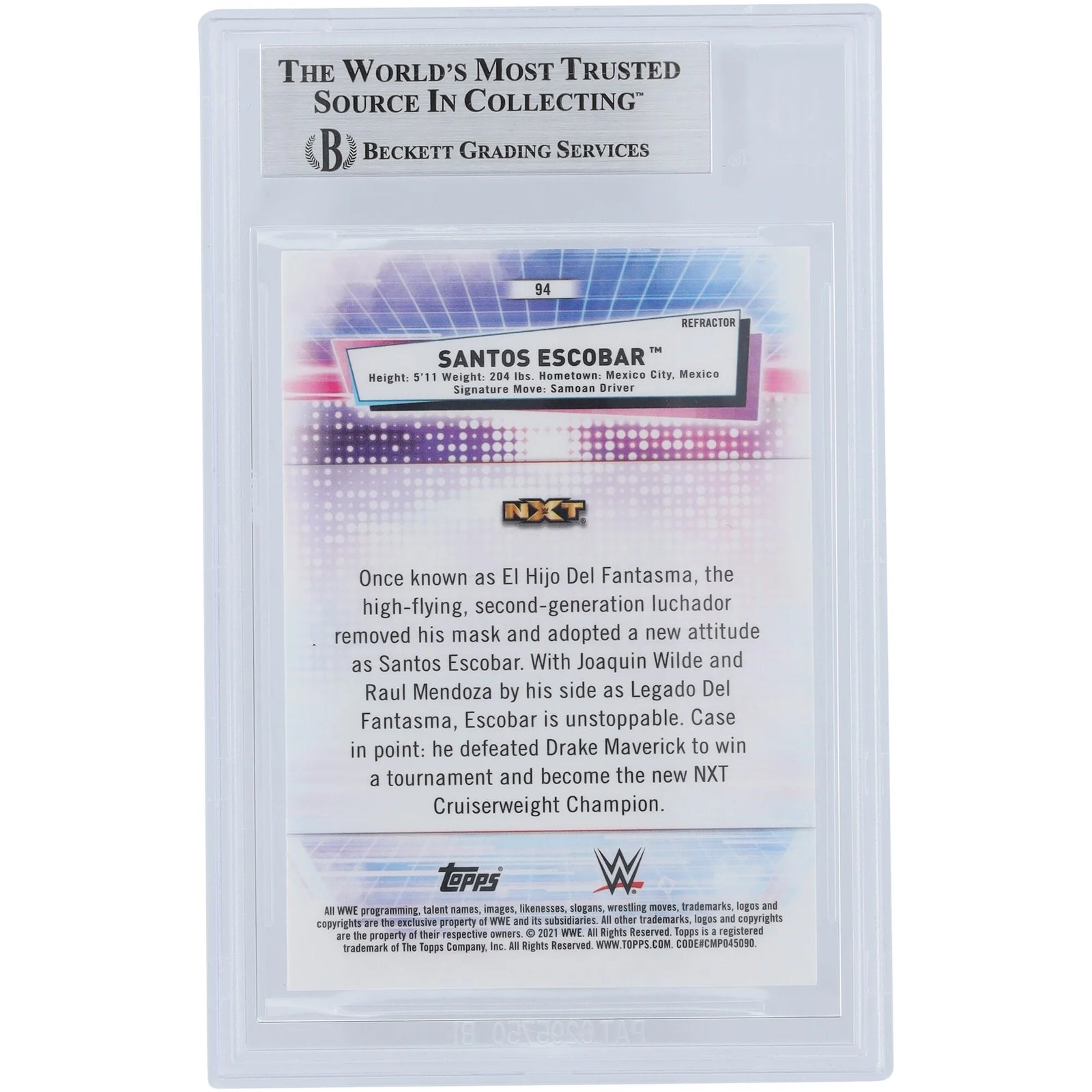 Santos Escobar Signed 2021 Topps Chrome Refractors #94 | Beckett Authenticated