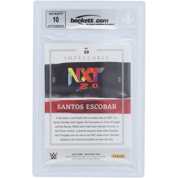 Santos Escobar Signed 2022 Panini Impeccable Holo Silver Card #59 | Beckett 10