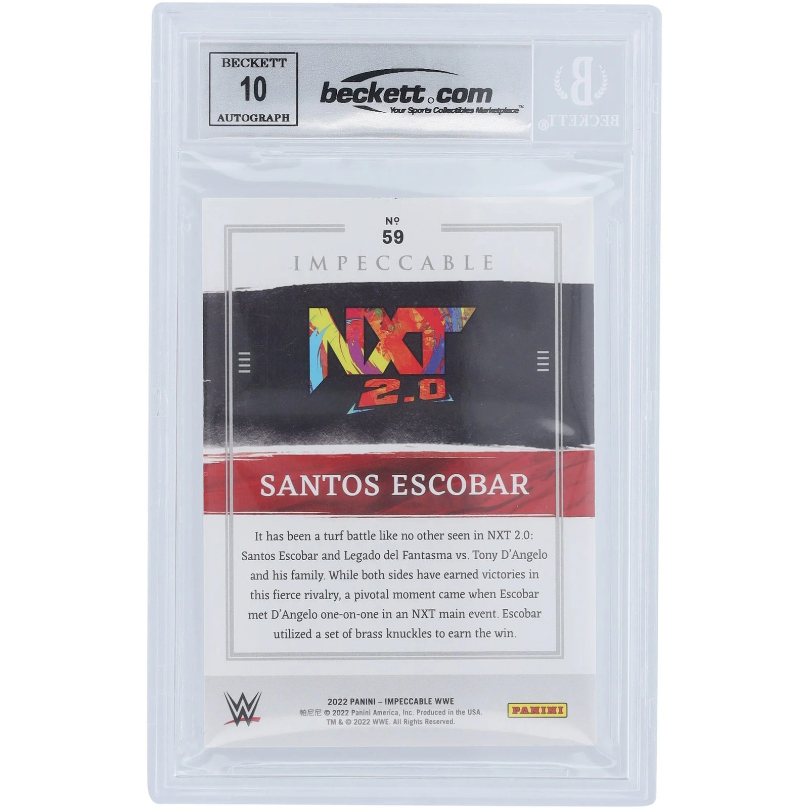 Santos Escobar Signed 2022 Panini Impeccable Holo Silver Card #59 | Beckett 10
