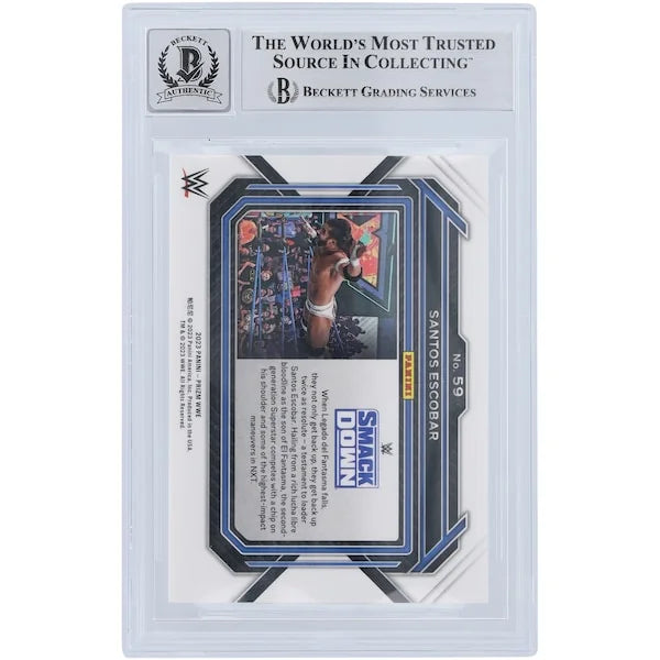 Santos Escobar WWE Autographed 2023 Panini Prizm White Ink #59 Beckett Fanatics Witnessed Authenticated 10 Card - F2