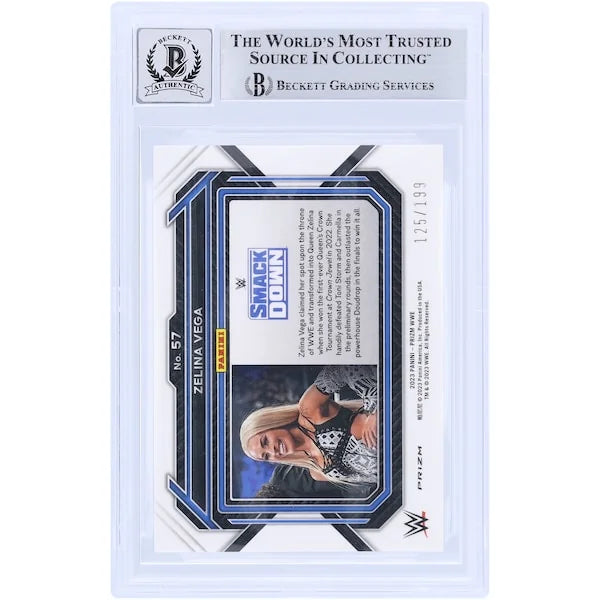 Zelina Vega Signed 2023 Panini Prizm Blue Prizm #57 | Graded 10