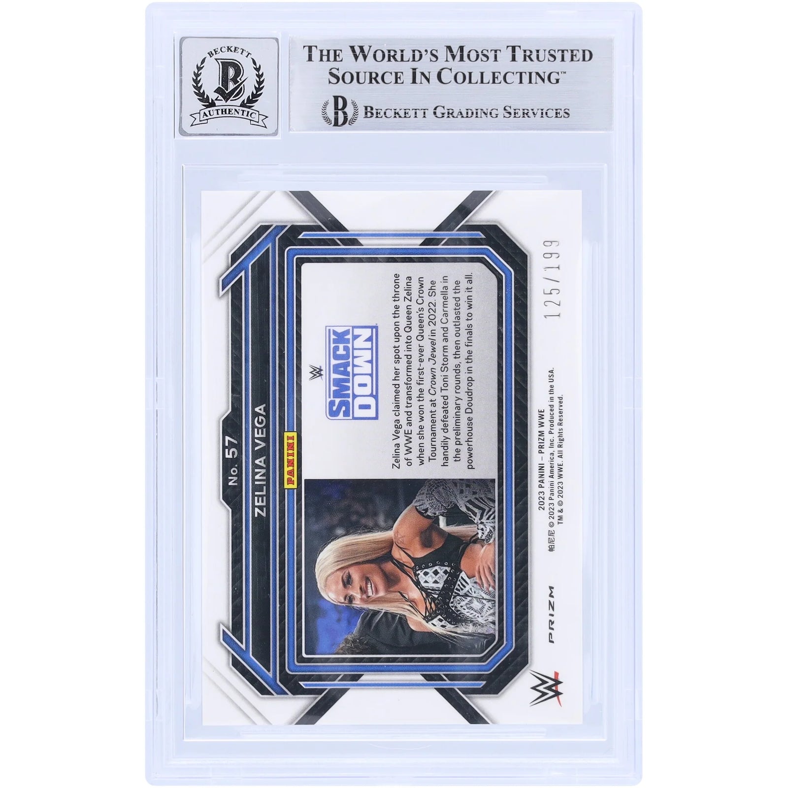 Zelina Vega Signed 2023 Panini Prizm Blue Prizm #57 | Graded 10