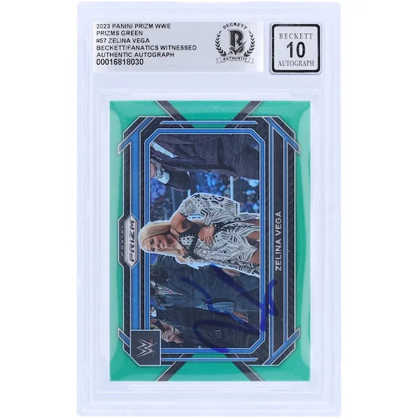 Zelina Vega Signed 2023 Panini Prizm Green Prizm #57 Card | Graded 10