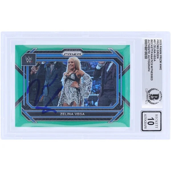 Zelina Vega Signed 2023 Panini Prizm Green Prizm #57 Card | Graded 10