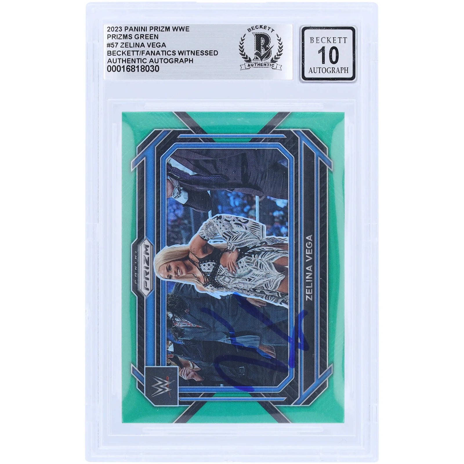 Zelina Vega Signed 2023 Panini Prizm Green Prizm #57 Card | Graded 10