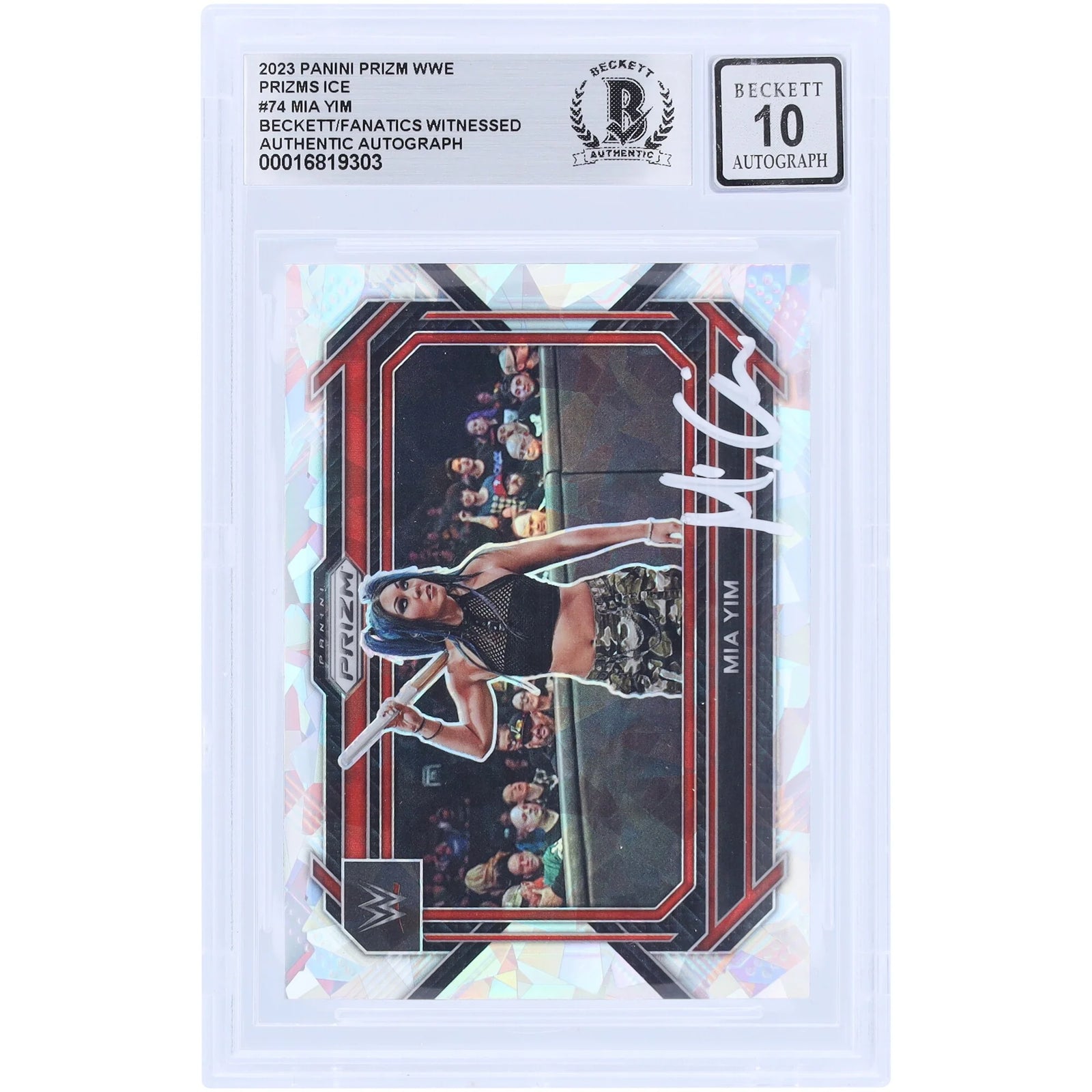 Mia Yim Signed 2023 Panini Prizm Ice Prizm #74 | Beckett Grade 10