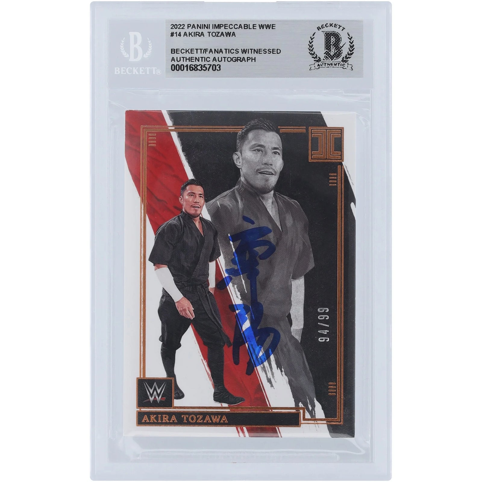 Akira Tozawa Signed 2022 Panini Impeccable #14 Card | Limited /99