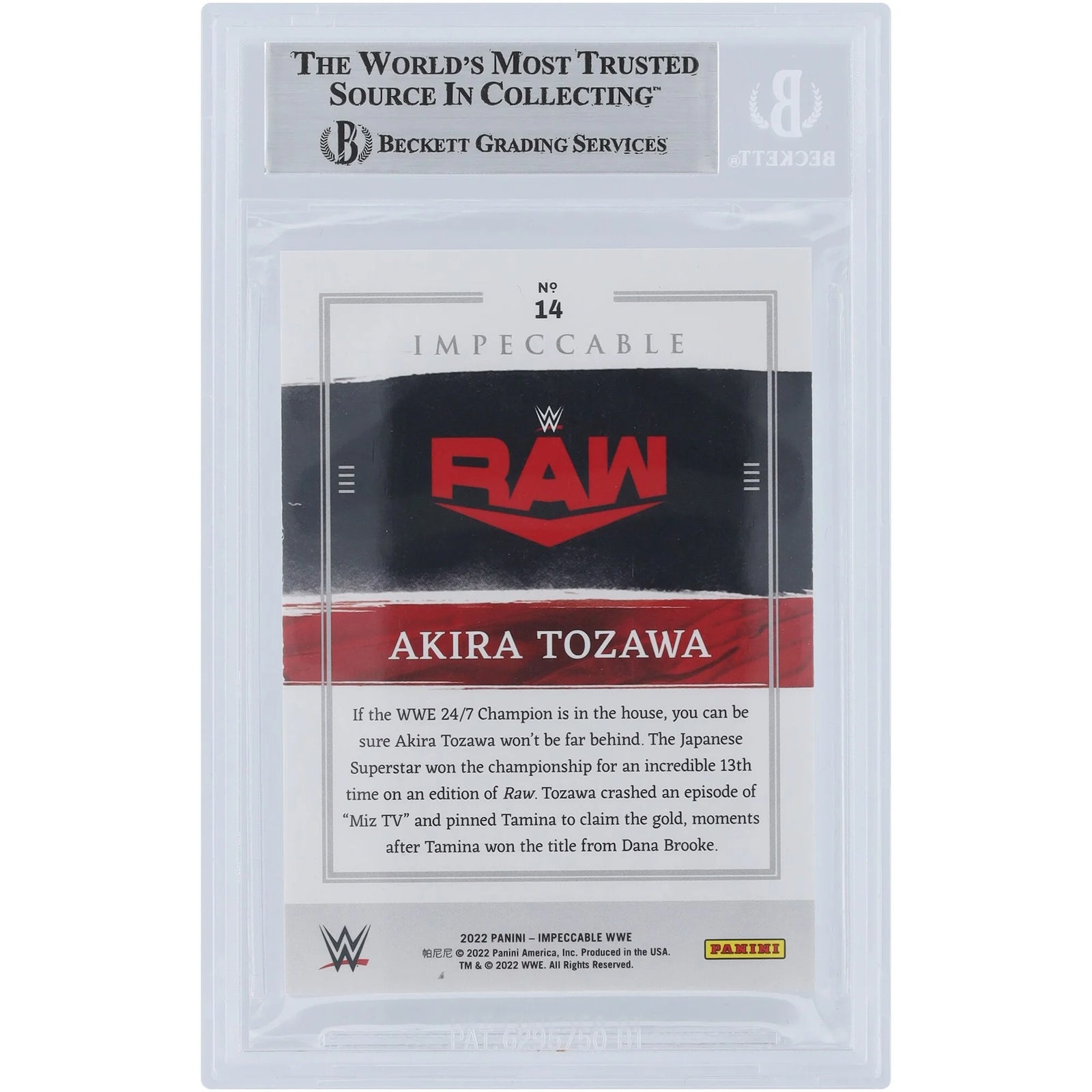 Akira Tozawa Signed 2022 Panini Impeccable #14 Card | Limited /99