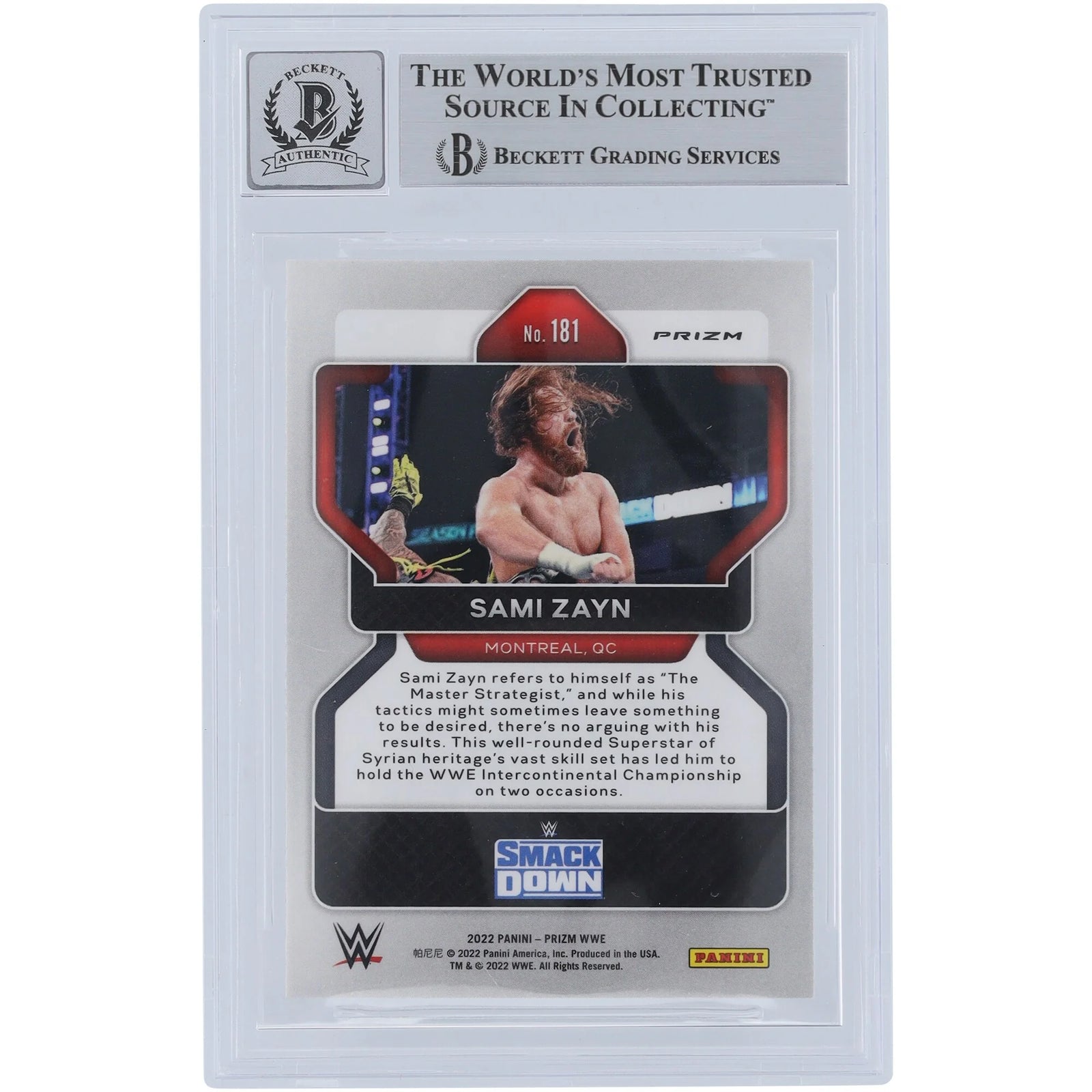 Sami Zayn Signed 2022 Panini Prizm Ruby Wave #181 | Graded 10