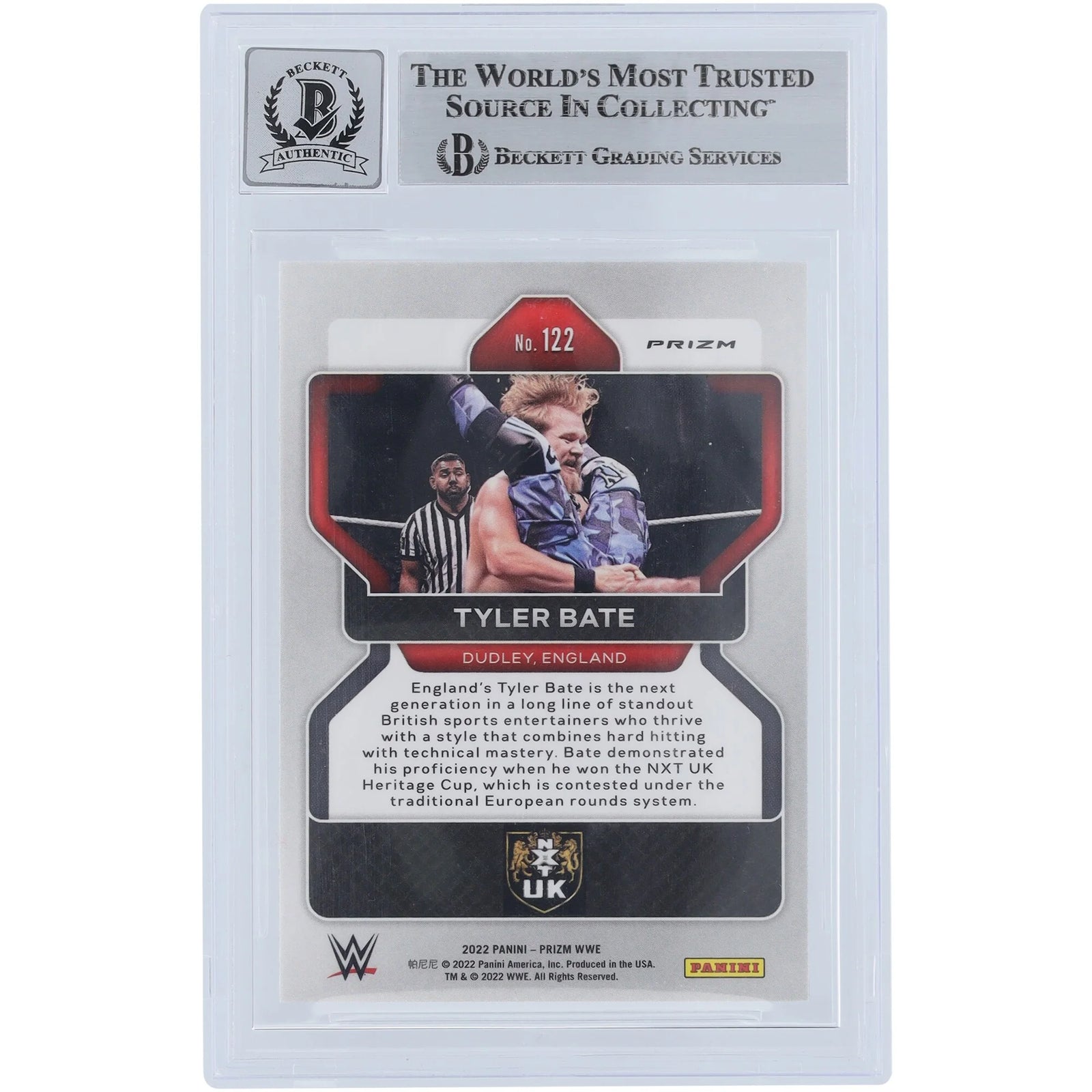 Tyler Bate Signed 2022 Panini Prizm Silver Prizm #122 | Beckett 10