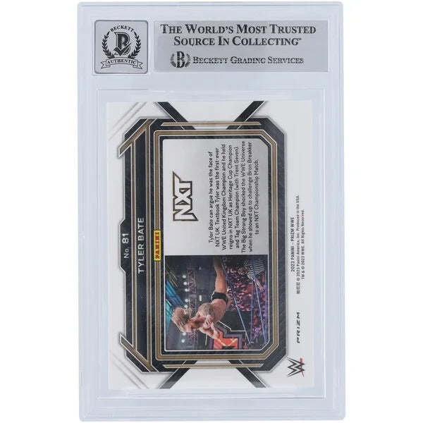 Tyler Bate Signed 2023 Panini Prizm Ruby Wave #81 | Graded 10