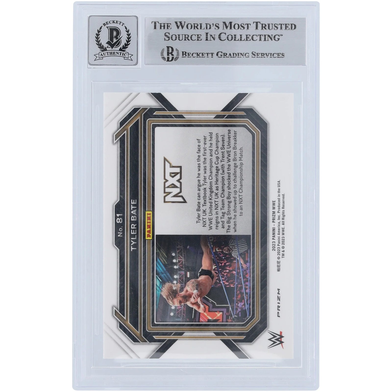 Tyler Bate Signed 2023 Panini Prizm Silver Prizm #81 | Graded 10
