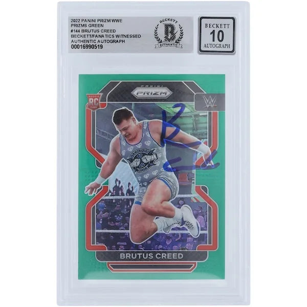 Brutus Creed Signed 2022 Panini Prizm Green Prizm #144 | Graded 10 Rookie Card