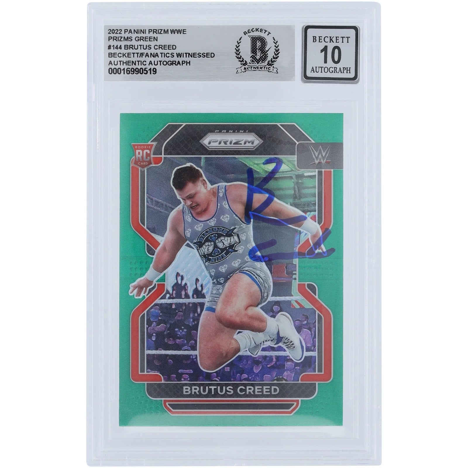 Brutus Creed Signed 2022 Panini Prizm Green Prizm #144 | Graded 10 Rookie Card
