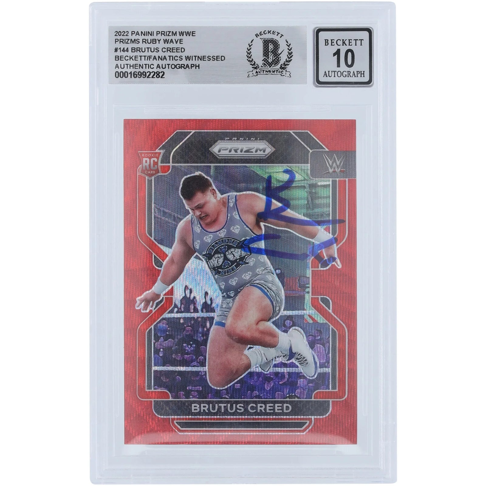 Brutus Creed Signed 2022 Panini Prizm Ruby Wave #144 | Graded 10 Rookie Card