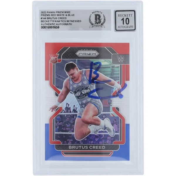 Brutus Creed Signed 2022 Panini Prizm Red White & Blue Rookie Card #144 | Graded 10