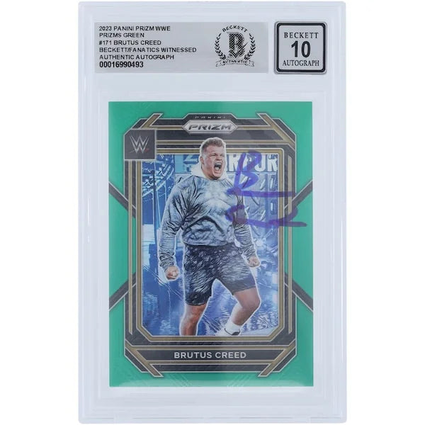 Brutus Creed Signed 2023 Panini Prizm Green Prizm #171 | Beckett 10
