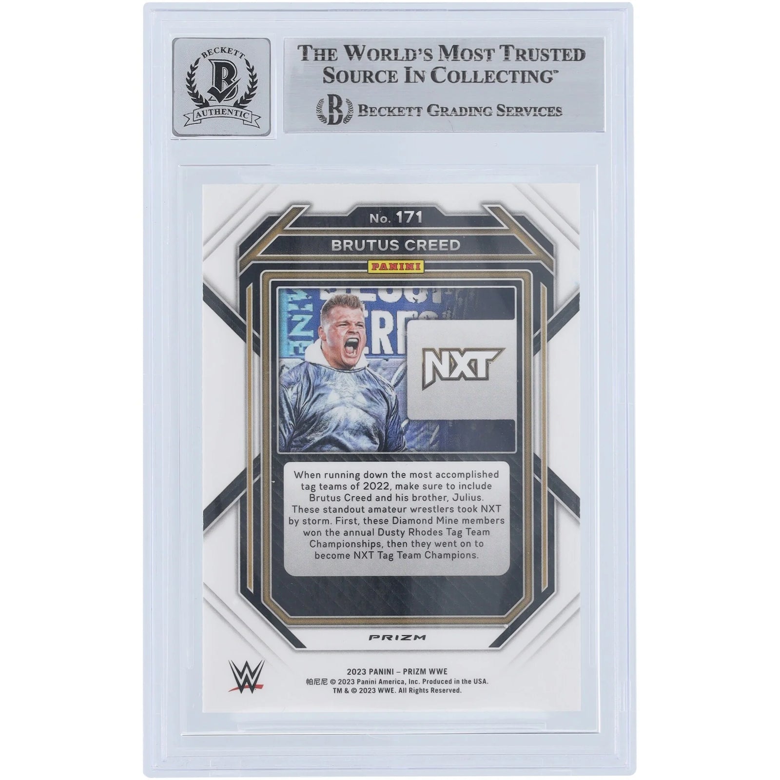 Brutus Creed Signed 2023 Panini Prizm Green Prizm #171 | Beckett 10