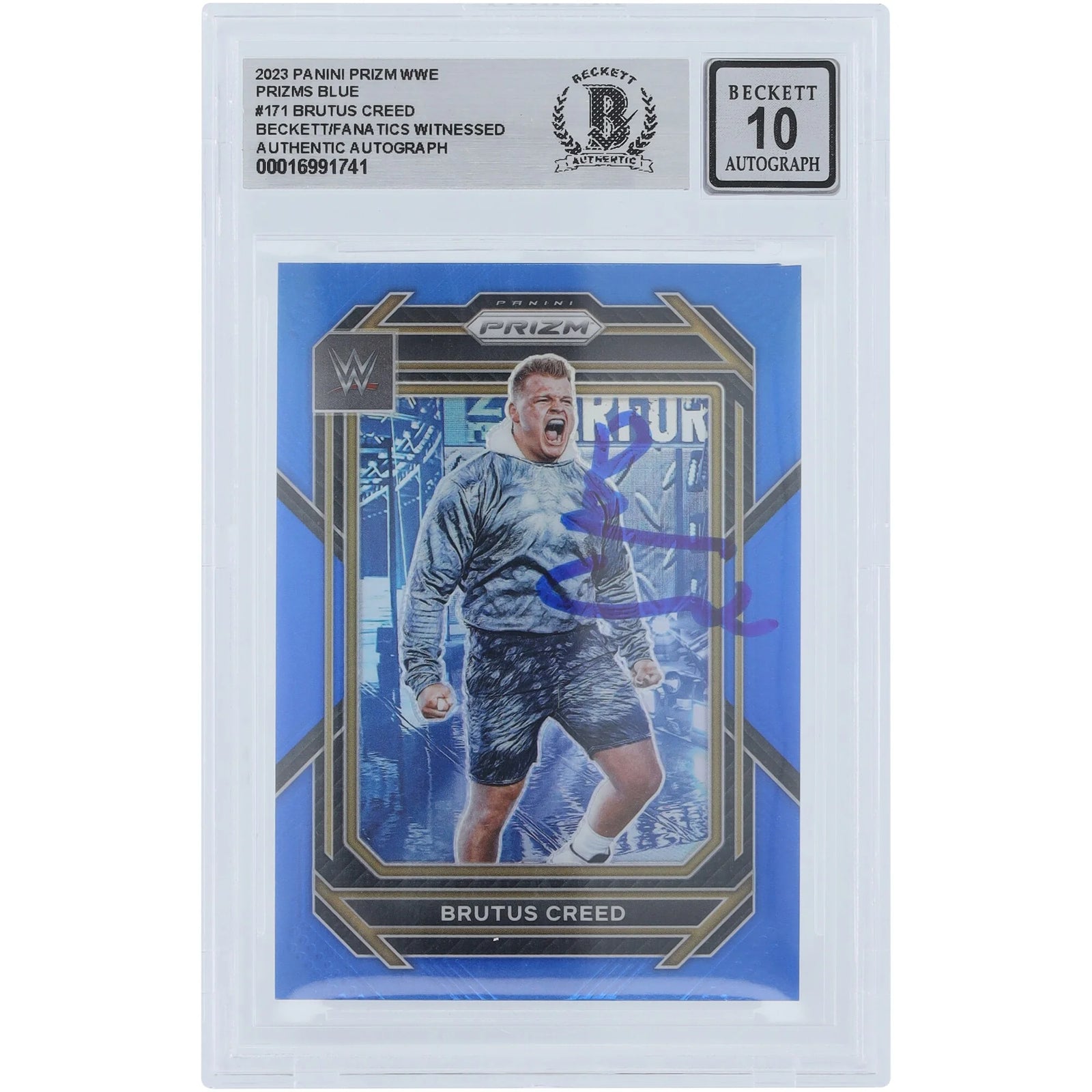 Brutus Creed Signed 2023 Panini Prizm Blue Prizm #171 | Graded 10