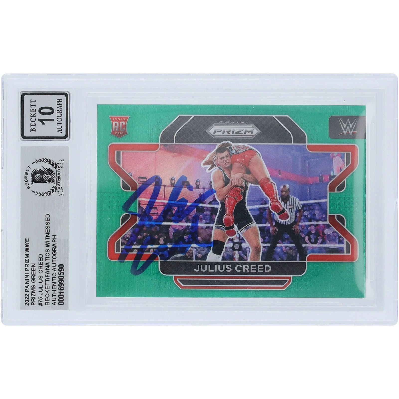 Julius Creed Signed 2022 Panini Prizm Green Prizm #75 Card | Graded 10