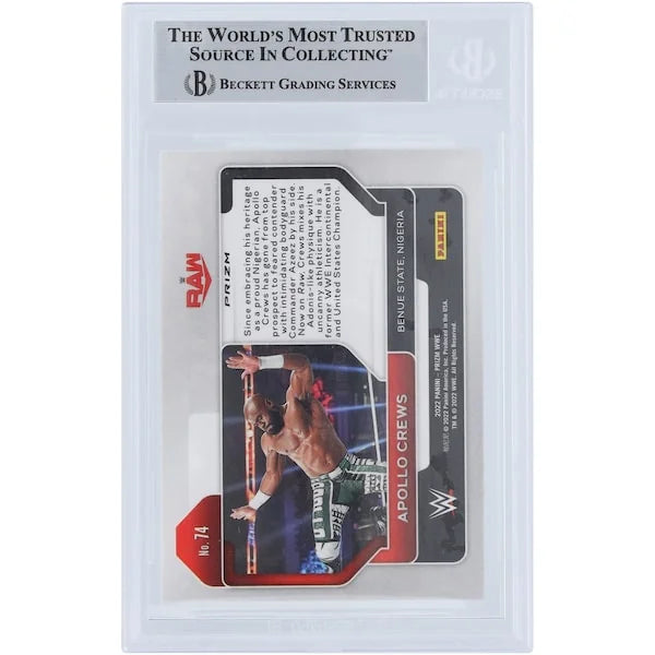 Apollo Crews Signed 2022 Panini Prizm Ruby Wave #74 Card | Beckett Authenticated