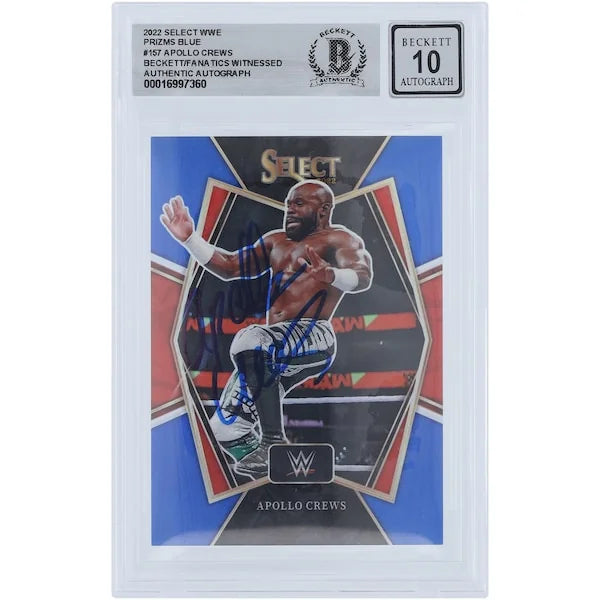 Apollo Crews Signed 2022 Panini Select Blue Prizm #157 | Beckett 10